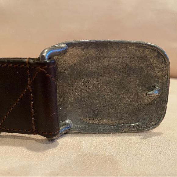DKNY LOGO Vintage Brown Leather Belt - Picture 4 of 7
